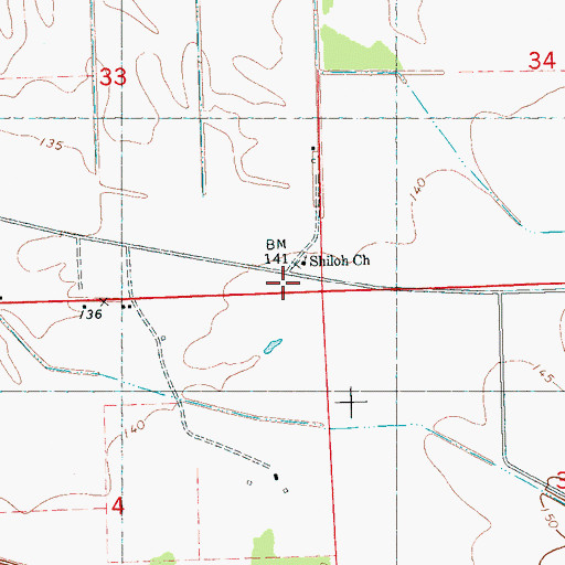 Topographic Map of Shiloh Church, MS