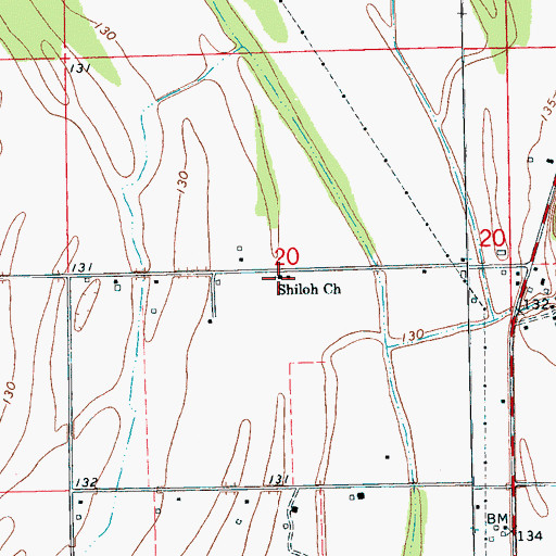 Topographic Map of Shiloh Church of Christ, MS