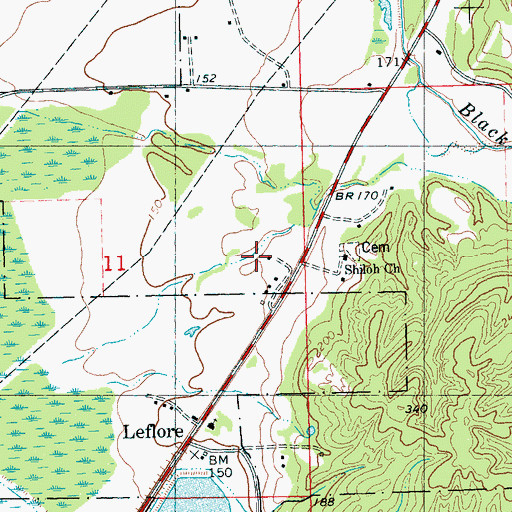 Topographic Map of Shiloh Church, MS