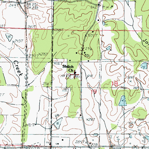 Topographic Map of Shiloh Church, MS