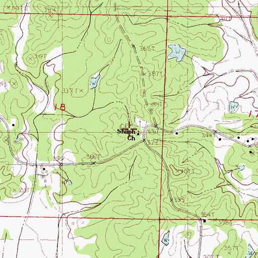 Topographic Map of Shiloh Primitive Baptist Church, MS