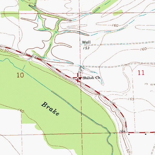 Topographic Map of Shiloh Church, MS