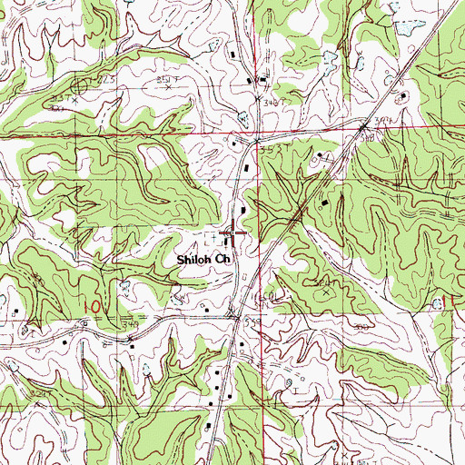 Topographic Map of Shiloh Baptist Church, MS