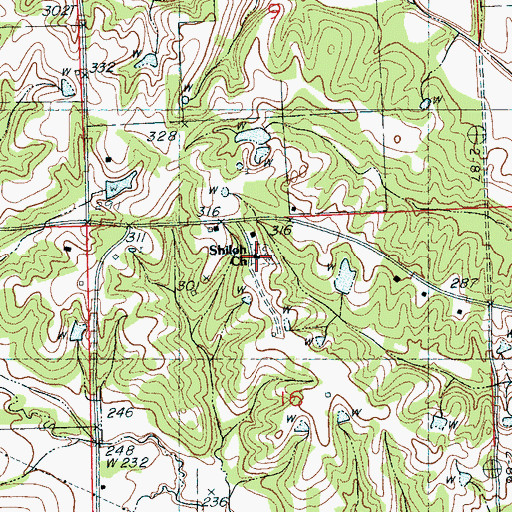 Topographic Map of Shiloh Church, MS