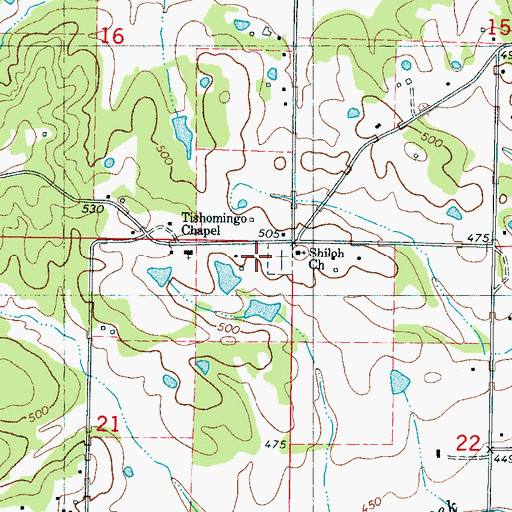 Topographic Map of Shiloh Church, MS
