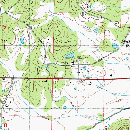 Topographic Map of Shiloh Baptist Church, MS