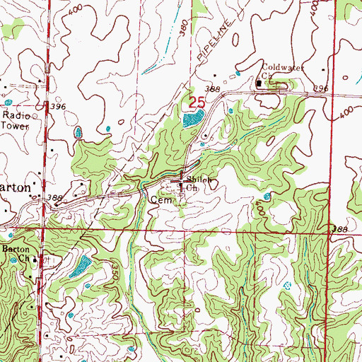 Topographic Map of Shiloh Baptist Church, MS