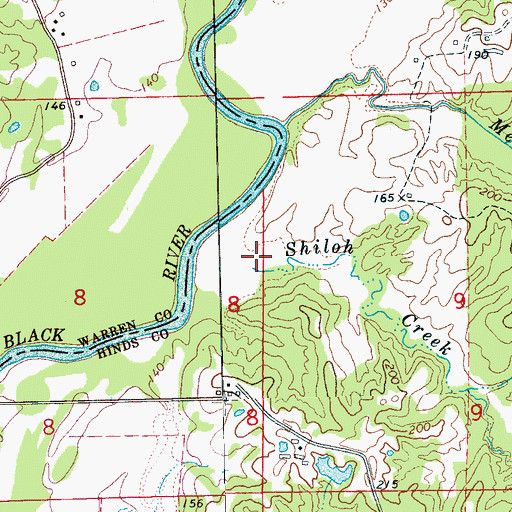 Topographic Map of Shiloh Creek, MS