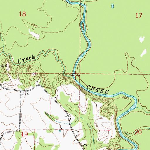 Topographic Map of Shiloh Creek, MS