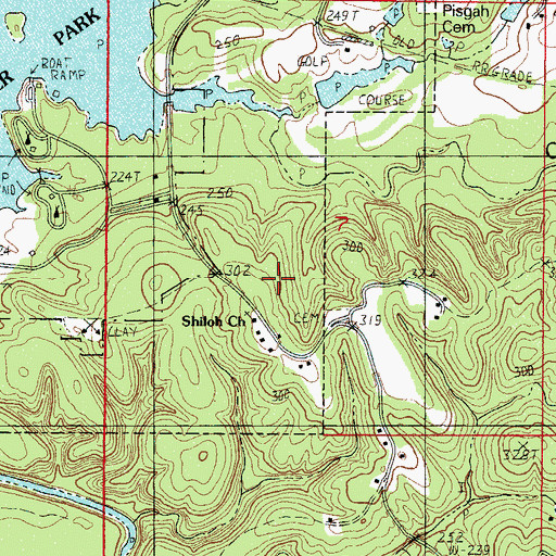 Topographic Map of Shiloh School, MS