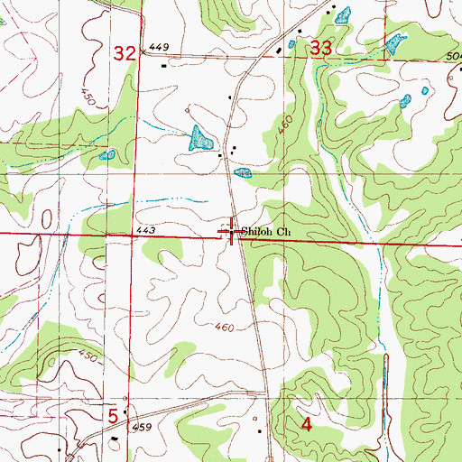 Topographic Map of Shiloh School, MS