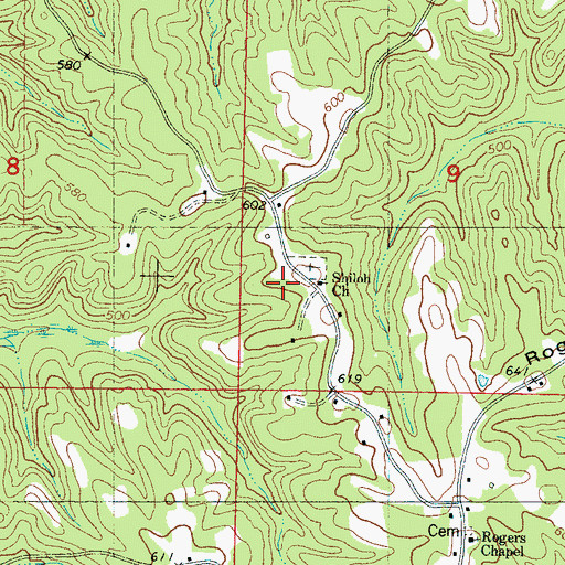 Topographic Map of Shiloh School, MS