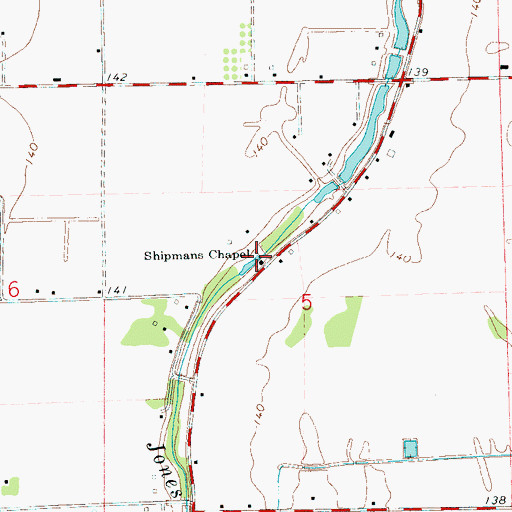 Topographic Map of Shipmans Chapel, MS