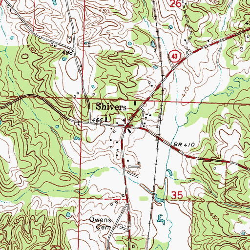 Topographic Map of Shivers, MS
