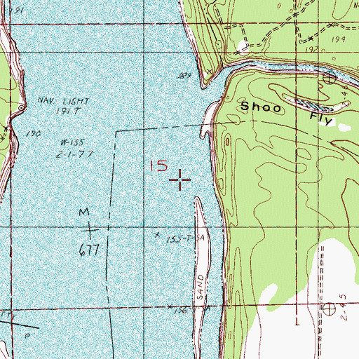 Topographic Map of Shoo Fly Bar, MS