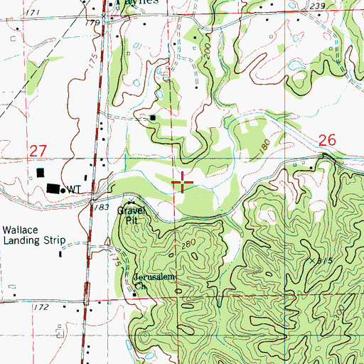 Topographic Map of Shook Creek, MS