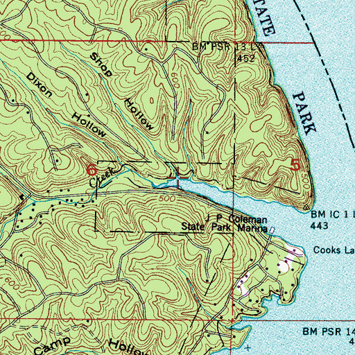 Topographic Map of Shop Hollow, MS