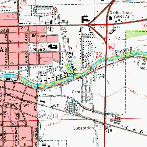 Topographic Map of Short Bayou, MS