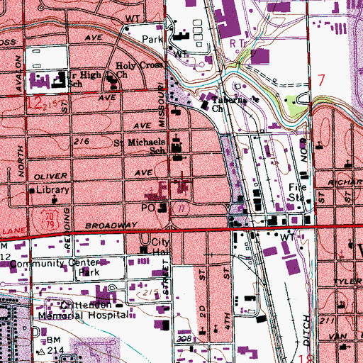 Topographic Map of First United Methodist Church, AR