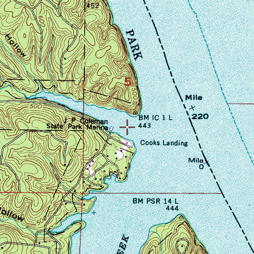 Topographic Map of Short Creek, MS
