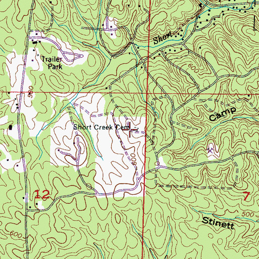 Topographic Map of Short Creek Cemetery, MS