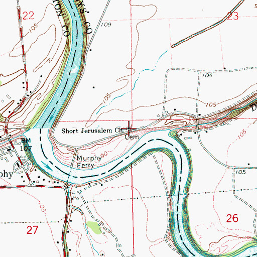 Topographic Map of Short Jerusalem Church, MS
