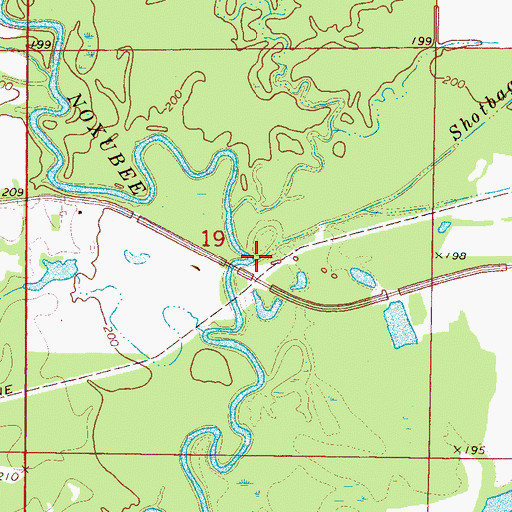 Topographic Map of Shotbag Creek, MS