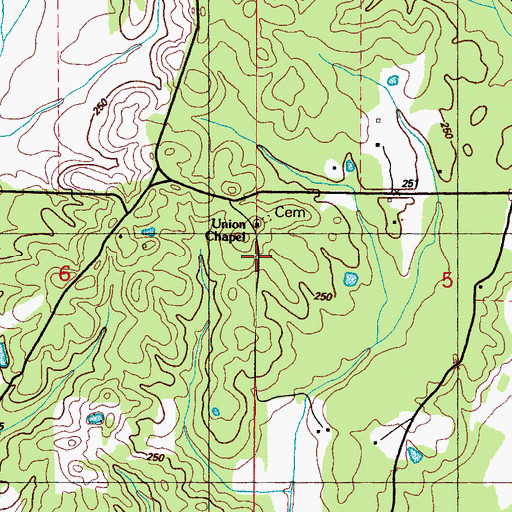 Topographic Map of Shotbag School, MS