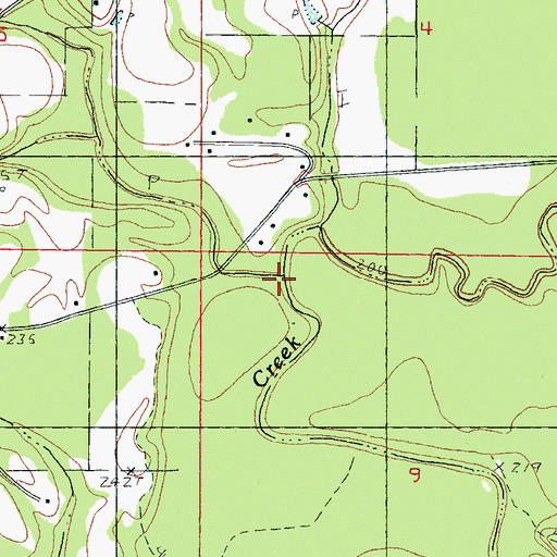 Topographic Map of Shots Creek, MS