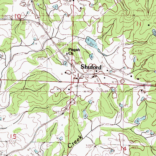 Topographic Map of Shuford, MS