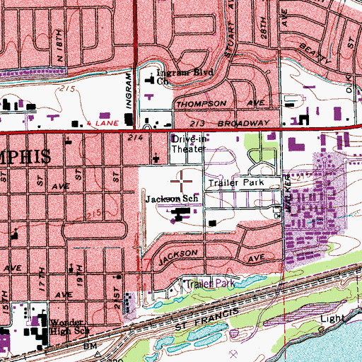 Topographic Map of Franklin Park, AR