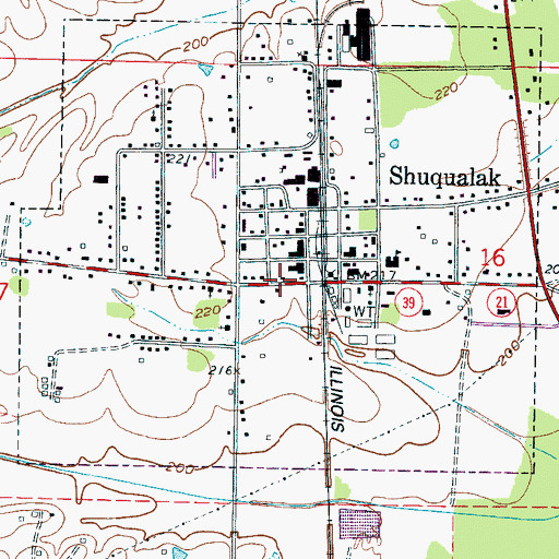 Topographic Map of Shuqualak, MS
