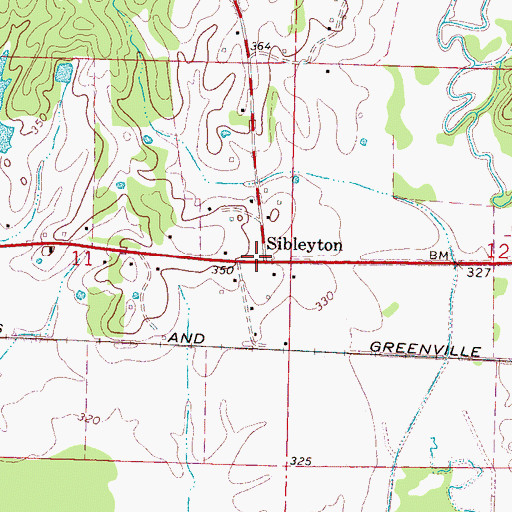 Topographic Map of Sibleyton, MS