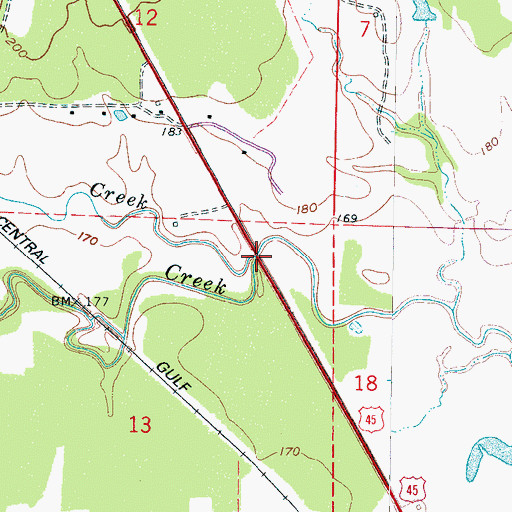 Topographic Map of Sid Creek, MS