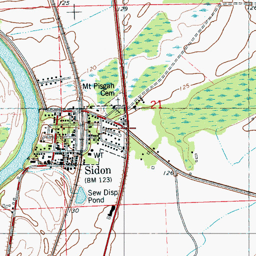 Topographic Map of Sidon, MS