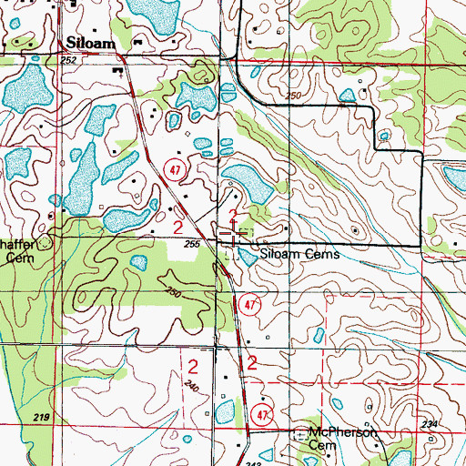 Topographic Map of Siloam Cemetery, MS