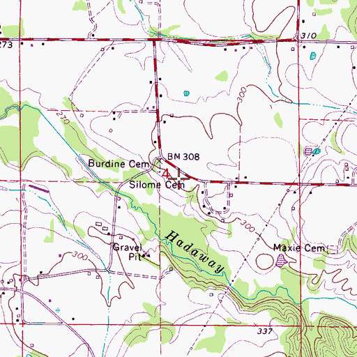 Topographic Map of Silome Cemetery, MS
