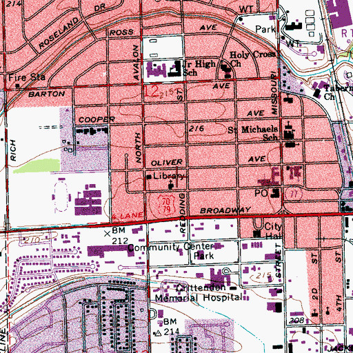 Topographic Map of Hicks Park, AR