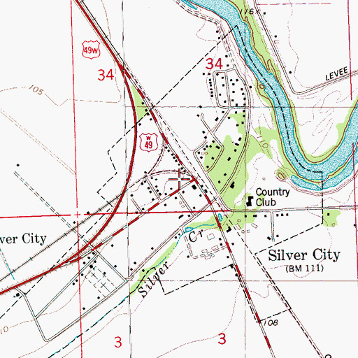 Topographic Map of Silver City, MS