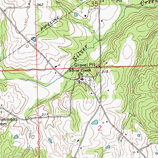 Topographic Map of Silver Creek Church, MS