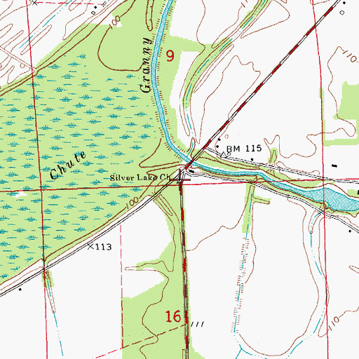 Topographic Map of Silver Lake Church, MS