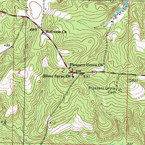 Topographic Map of Silver Spree Church, MS