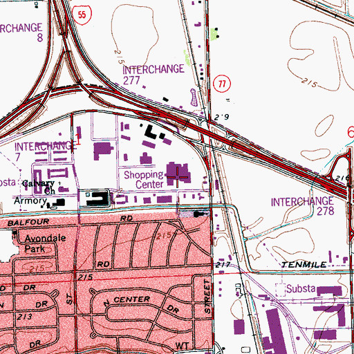 Topographic Map of Holiday Plaza Mall Shopping Center, AR