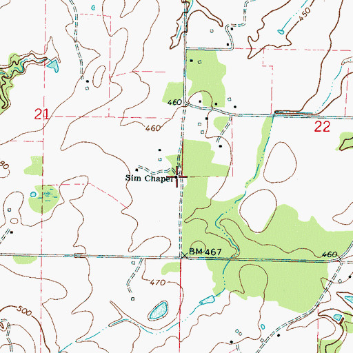 Topographic Map of Sim Chapel, MS