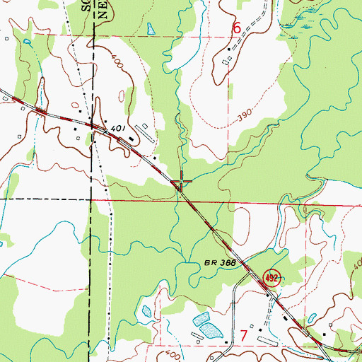 Topographic Map of Simmons Creek, MS