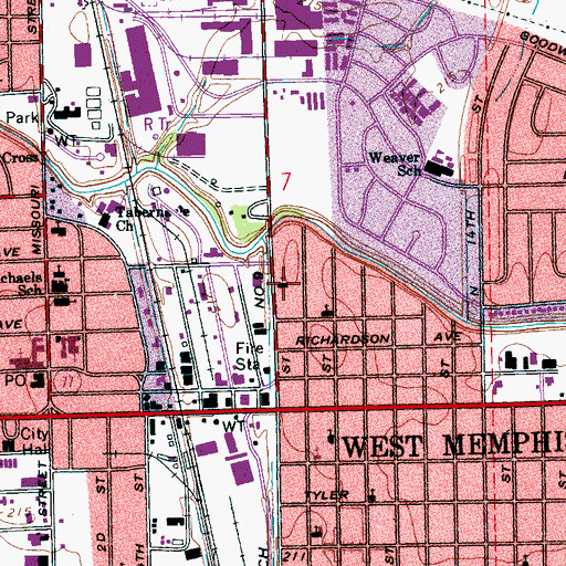 Topographic Map of Hope Baptist Church, AR
