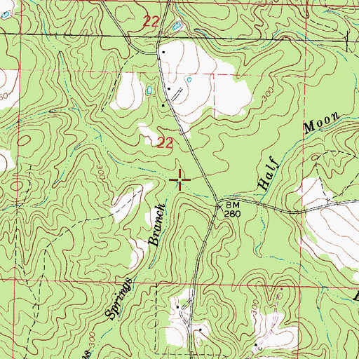 Topographic Map of Simmons Springs Branch, MS