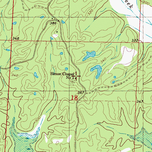Topographic Map of Simon Chapel Number 2 Cemetery, MS