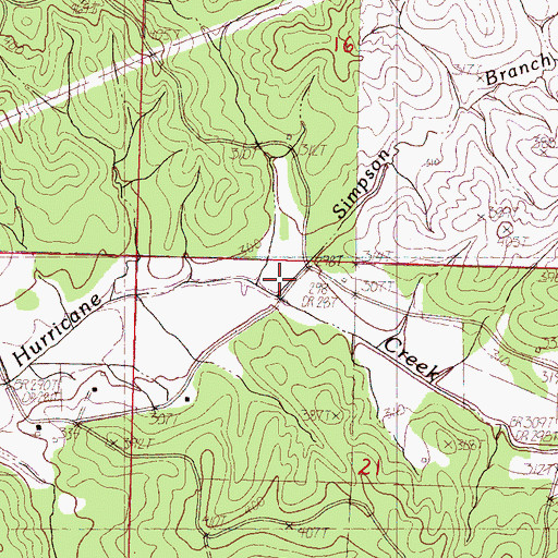 Topographic Map of Simpson Branch, MS