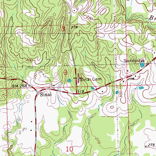 Topographic Map of Sinai Cemetery, MS